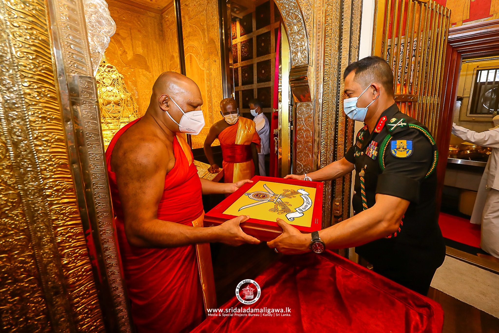 The blessing of official flags at the temple of the Sacred Tooth Relic By the Sri Lanka Army